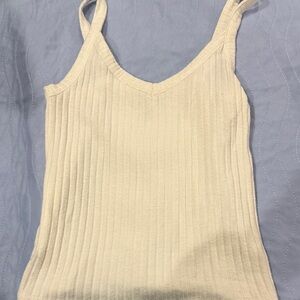 American Eagle Outfitters Cream Ribbed V-Neck Camisole